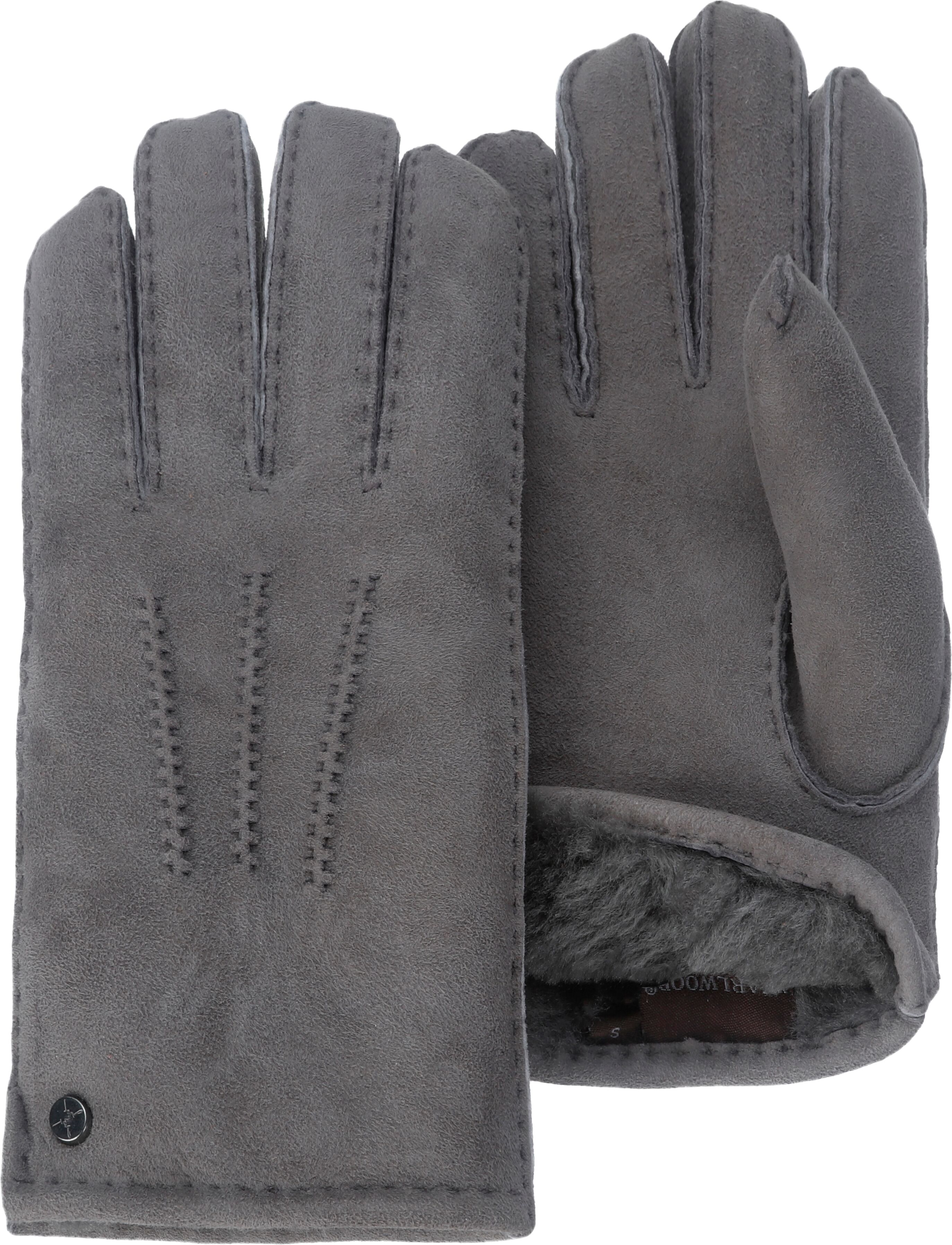 Lederhandschuhe PEARLWOOD "NORTH", Herren, Gr. 8,5, grau, Schafsleder, unifarben, Handschuhe Lederhandschuhe, warm gefüttert, Ziernähte, Temperaturregulierend grau 8,5