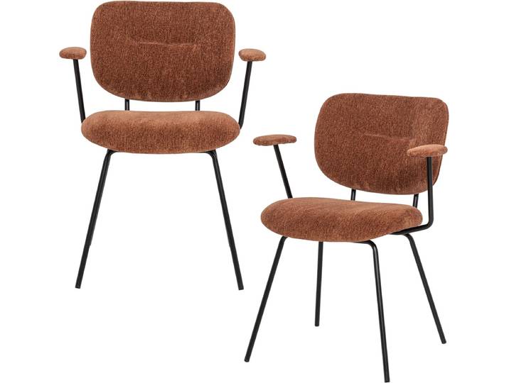 WOOOD Brint Eetkamerstoel Armleuning Roestbruin - Set Van 2 - 80x63x58