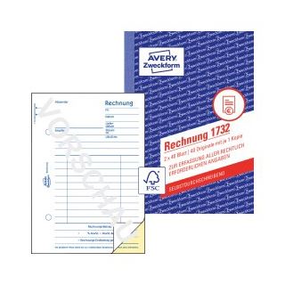 AVERY Zweckform Rechnung Formularbuch 1732