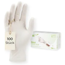 Medi-Inn Nitril White Plus Einmalhandschuhe, weiß, puderfrei M / 100 Stück