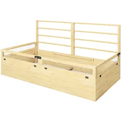 OKWISH Hochbeet mit Rankhilfe Holz Naturholz 183x98,5x95 cm, bodenloses Pflanzbeet mit klappbaren Schutznetzen