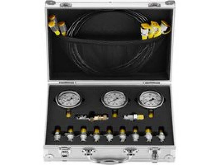 VEVOR Hydraulikdruck-Testset, 250 / 400 / 600 bar, 3 Messgeräte, 11 Prüfkupplungen, 3 Prüfschläuche, Bagger-Hydraulik-Testmessgeräte-Set mit Tragbarer Tragetasche für Bagger, Traktoren, Baumaschinen