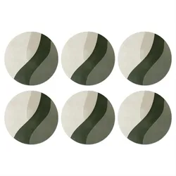 GLASUNTERSETZER Japandi - Grün - Abstrakt - Modern Tischuntersetzer 10x10 cm