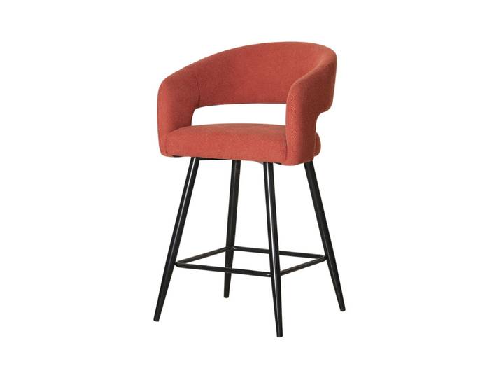 Tabouret De Bar Léna Tissu Terracotta Pieds Métal Noir Takasit