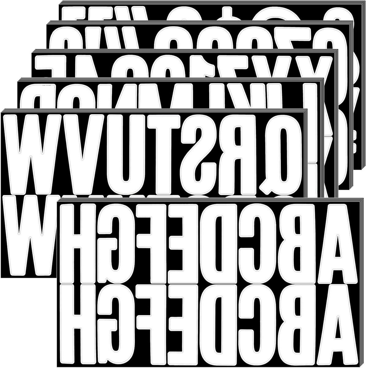 Zelfklevende Alfabet Letterstickers met Cijfers - Wit Vinyl - Hoogte: 6,35 cm