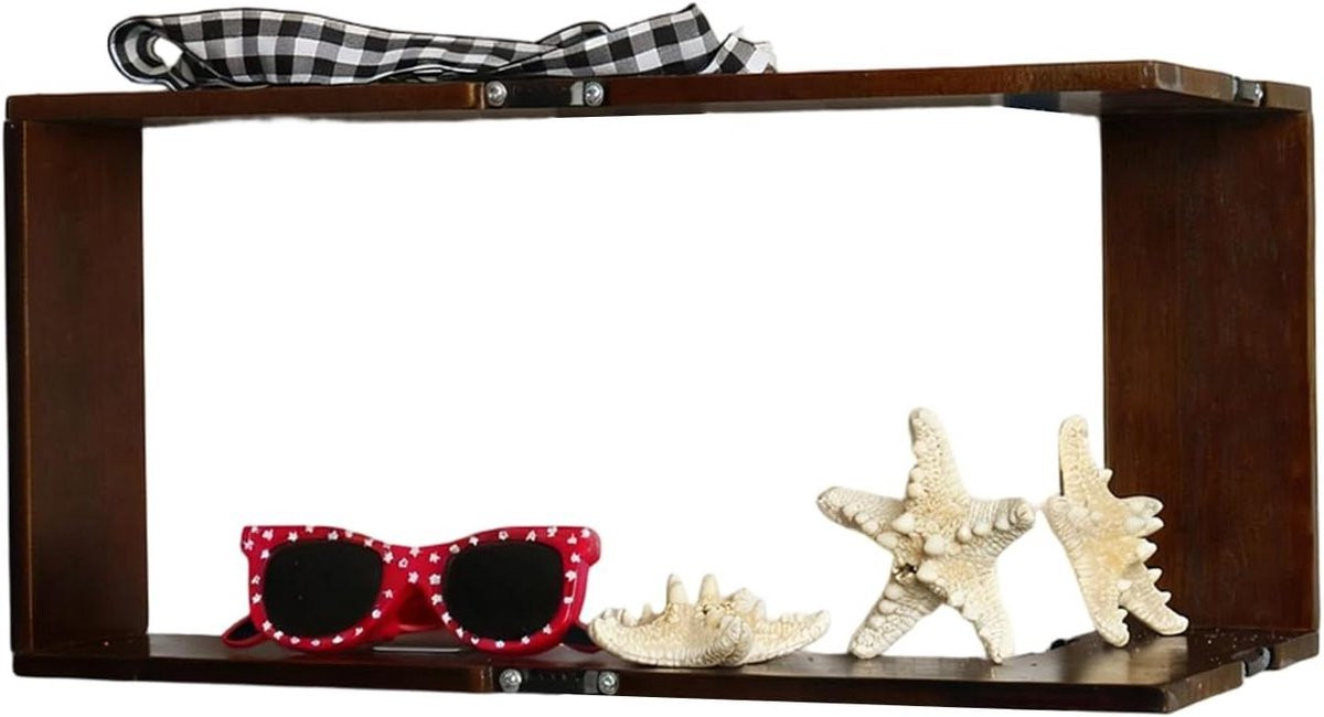 Merkloze Zwevende Houten Hoekplank voor Wandmontage - Houtkleur - 22 x 4 x 22 cm