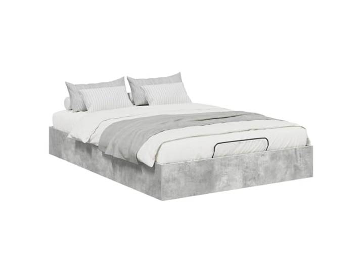 KTHLBRH Ottoman-Bett, Grau, Beton, 120 x 200 cm, Holz, technisch Gasheber, großer Stauraum, einfache Montage, modernes Design
