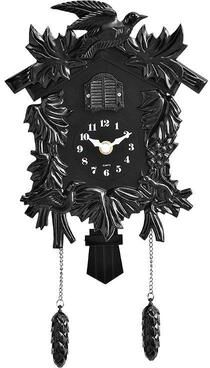 Inspired Deals Vintage Cuckoo Wall Clock With Bird Song Chime & Silent Movement For Home Wall Decor black