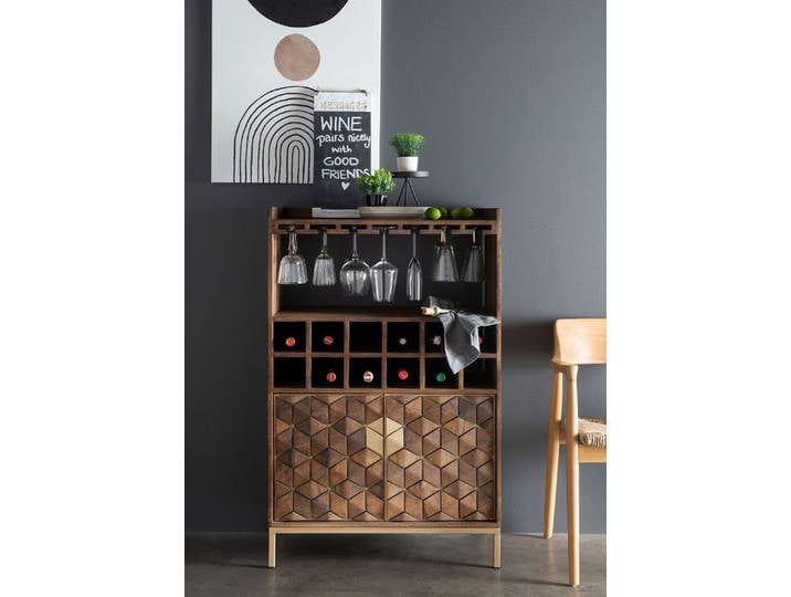 Weinregal 75x115cm 'Assuan' Mango & Metall goldfarbig WZ-0462