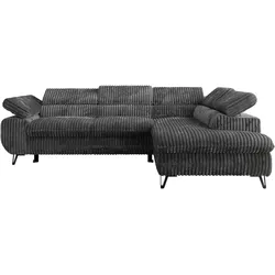 ECKSOFA PABLO L Dunkelgrau Cord - Rechts Seite