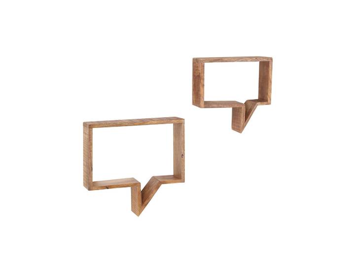 Livetastic Wandregalset, Natur, Holz, 2-teilig, Mangoholz, massiv, 50-40x46-39x13-13 cm, Küchen, Küchenmöbel, Küchenregale