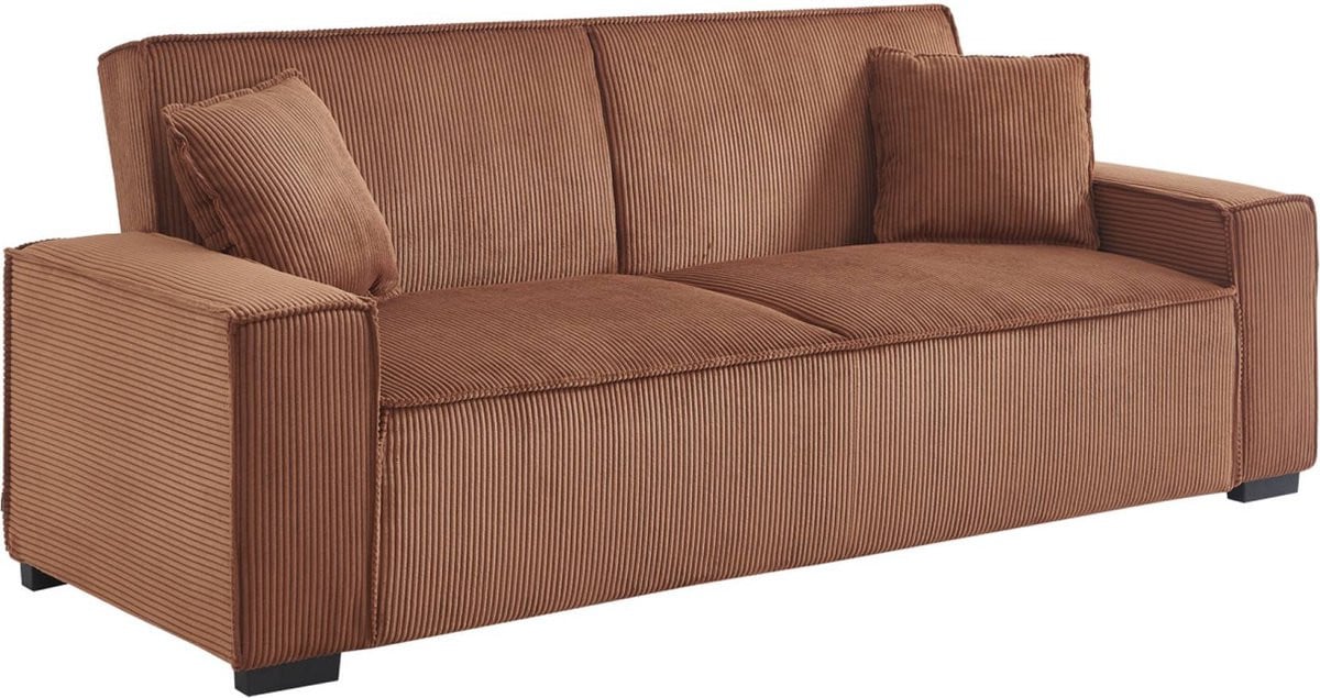 Sweek Slaapbank 3-zits Feel met corduroy bekleding en verstelbare rugleuning