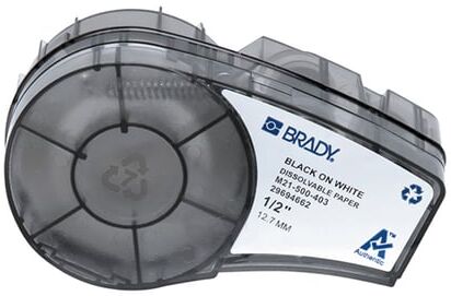 Brady M21-500-403 fita adesiva  solúvel em água preto sobre branco 12,70 mm