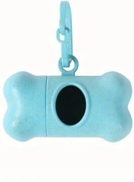 Uplift Picks Portable Bone Shaped Pet Waste Bag Dispenser With Clip For Dog Walking blue