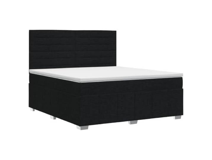 RJPLMFV Boxspringbett mit Matratze, Schwarz, 140 x 200 cm, Stoff Kopfteil verstellbar, Taschenfedern, Reißverschluss, Technikholz