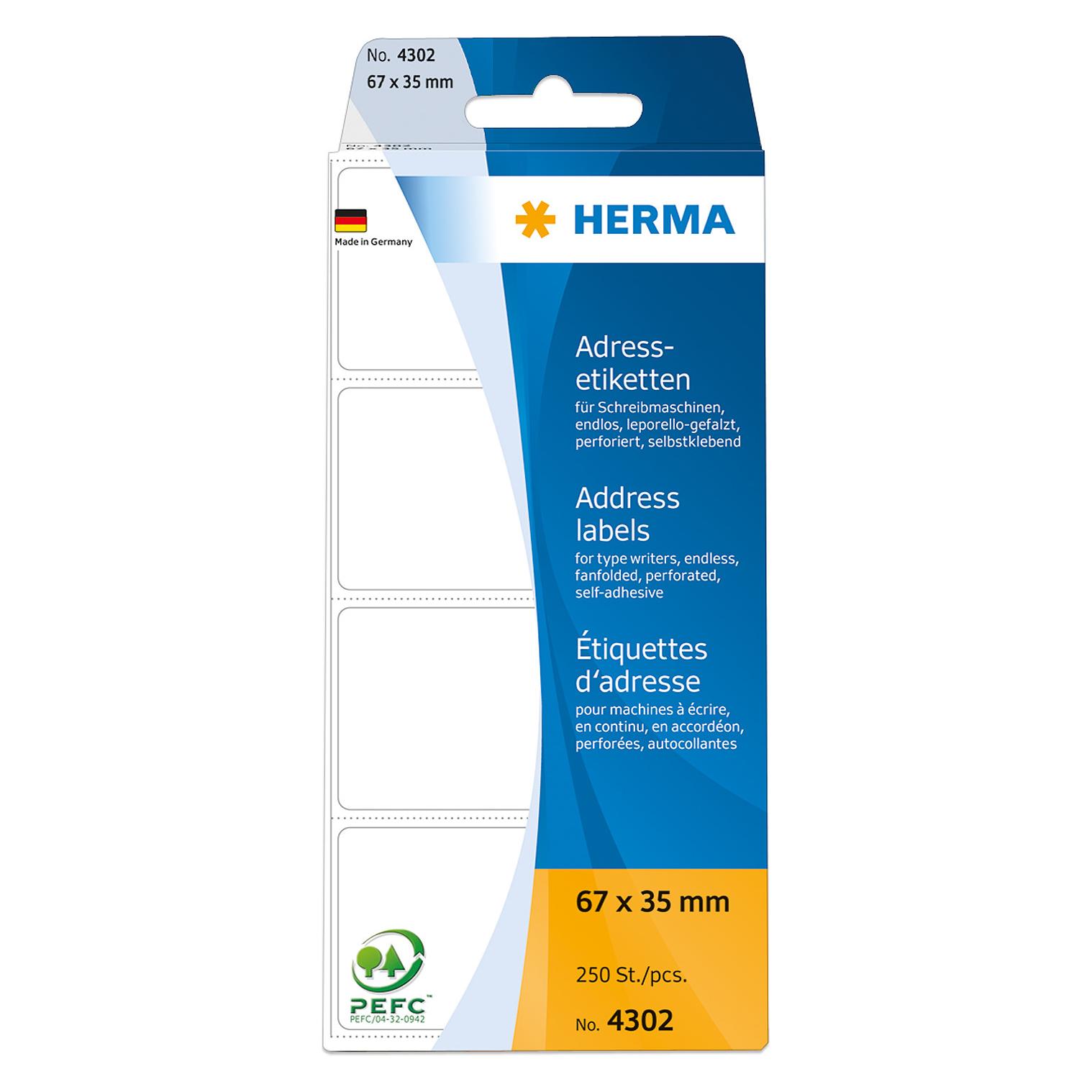 Herma Adressetiketten für Schreibmaschinen (4302)
