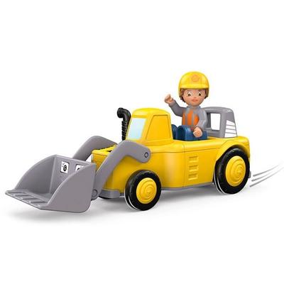 SIKU 0146 - Toddys Luke Loady, Spielzeugauto mit Rückziehmotor und Spielfigur, gelb/grau