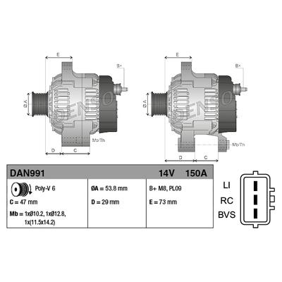 DENSO Generator DAN991 für LAND ROVER
