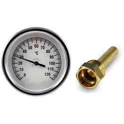 Bimetall-Zeigerthermometer 0-120° Thermometer 1/2" 63 mm x 50 mm, hinten