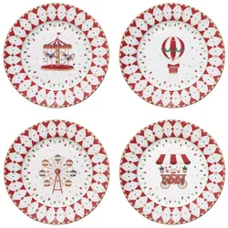 4x Christmas Wonderland Kuchenteller verschiedene Dekor Porzellan Weihnachten