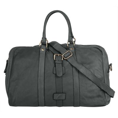 Reisetasche FORTY "FORTY Damen, Herren echt Leder, Made in Italy", Gr. B/H/T: 53cm x 30cm x 20cm onesize, grau, Leder, leicht glänzend, unifarben, Taschen Reisetasche, echt Leder, Made in Italy