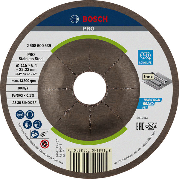 Bosch PRO Stainless Steel Schleifscheibe, 115 x 6 x 22,23 mm 2608600539