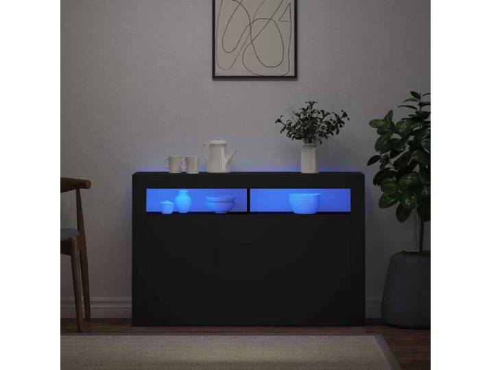Bonne qualité - Buffet avec lumières LED noir 115 5x30x75 cm - haut de gamme -11681