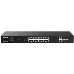 Tenda TTEG1120P-16-150W Switch 18p Ge2sfp mit 16p (18 Ports), Netzwerk Switch, Schwarz