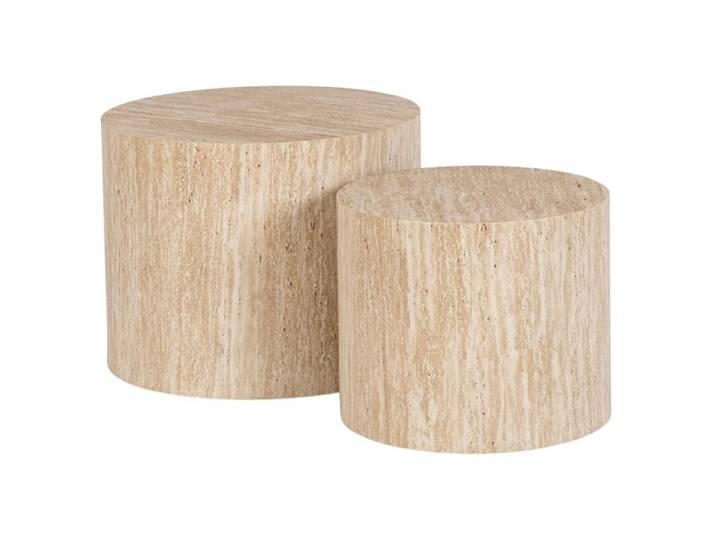 Ensemble table basse LEILA 38 cm/48 cm en travertin moderne