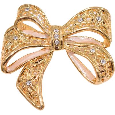Brosche FIRETTI "Schmuck Geschenk Ansteckschmuck Schleife", gold (gelbgoldfarben, kristallweiß, kristallweiß), Broschen, Damen, Messing, Brosche, mit Zirkonia (synth.)