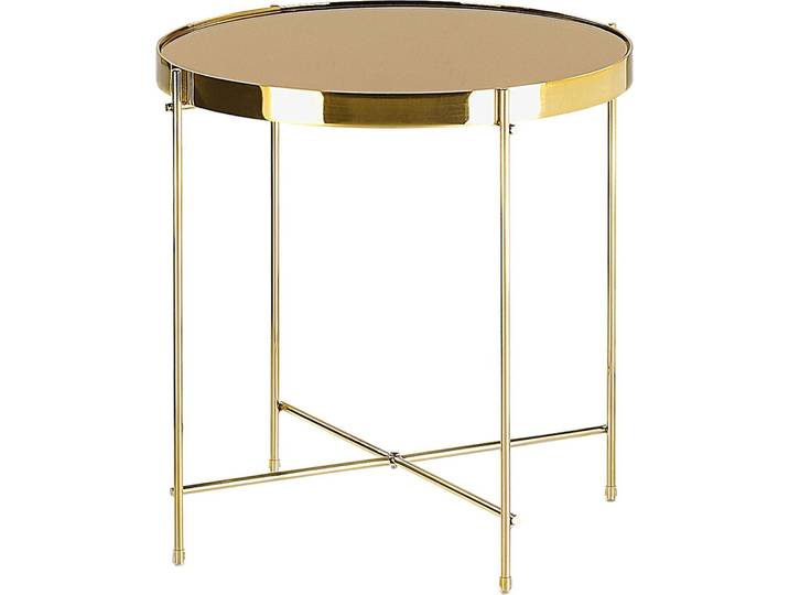 BELIANI Beistelltisch Gold/Goldbraun Glas Metall rund ⌀ 40 cm Klassisch Elegant Multifunktional Wohnzimmer