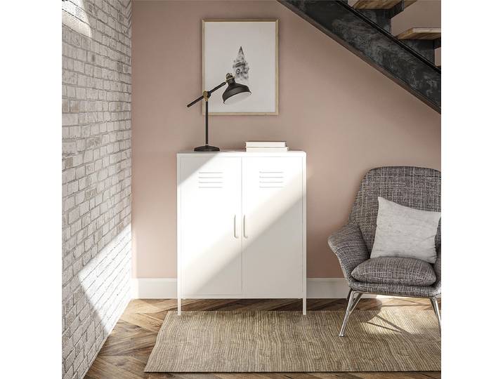 Commode métallique Matarka -Largeur 80cm 102cm Blanc/Blanc