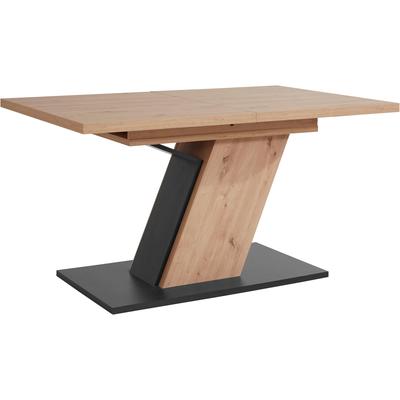 Säulen-Esstisch HELA "Gesa", schwarz (artisan eiche, schwarz, artisan eiche, schwarz, artisan eiche, schwarz), B:140cm H:76cm T:90cm, Tische, ausziehbar 140-180 cm