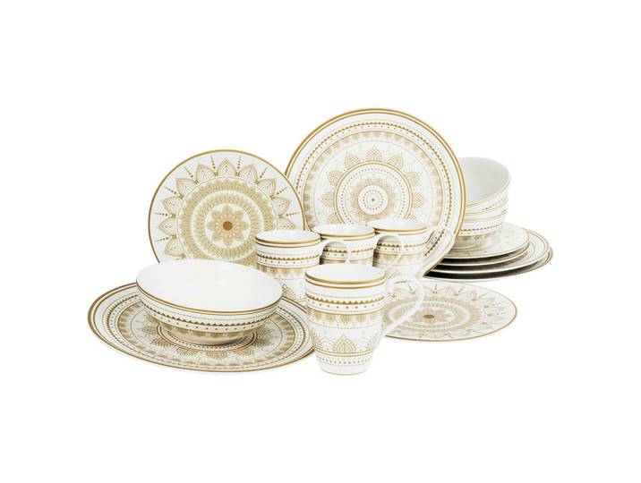 Creatable Kombiservice, Weiß, Gold, Keramik, 16-teilig, 330 ml, Essen & Trinken, Geschirr, Geschirr-Sets, Kombiservice
