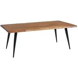 Sheesham Couchtisch, Massivholz, Baumkante, Metallgestell, Handgefertigt mit Schutzlack. 110x60x40 cm | Kadima Design