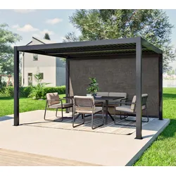 Sojag Milo Set12 1012 | Lamellendach Pergola mit Seitenwand Gr. 12 | Schwarz - Schwarz