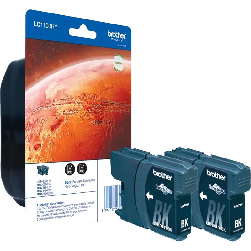 Brother LC1100HYBKBP2 Mit hoher Kapazität - Schwarz - original - Blisterverpackung - Tintenpatrone - für DCP-6690CW, MFC-5890CN, MFC-6490CW