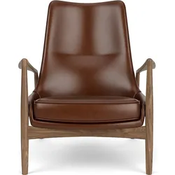 The Seal Lounge Sessel 92 cm, Nussbaum, gepolstert, braunes Leder