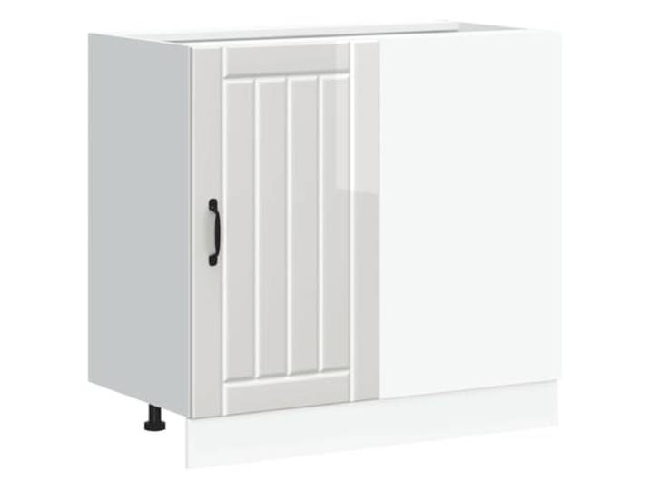 fsahslih Küchenunterschrank Hochglanz Weiß Holzwerkstoff Lucca 86x46cm Vielseitiger Spülenunterschrank mit verstellbaren Füßen für die Küche, bietet geordneten Stauraum für Töpfe und Geschirr.