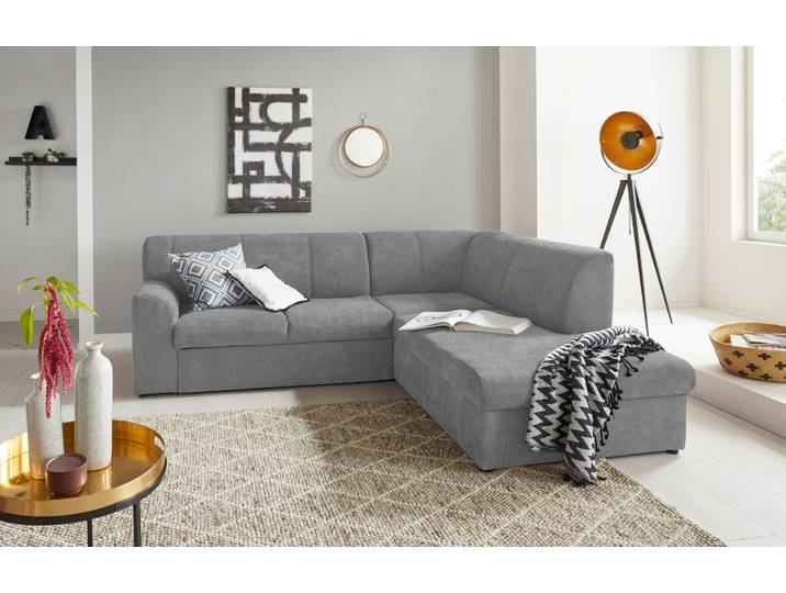DOMO collection Topper zeitlos elegant, kompakte StellmasseL-Form mit Ottomane, wahlweise mit Schlaffunktion