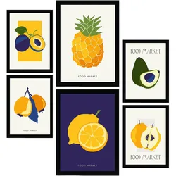 POSTER Set Mit 6 Lebensmittel Und Ernährungs Tropische Früchte A3 & A4 Rahmenlos