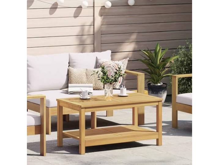 TEKGHUT Beistelltisch Massivholz Akazie Natur 90 x 50 x 45 cm Rustikales Design, robustes Akazienholz, Brettregale, für Terrasse und Wohnzimmer, natürliche Farbtöne