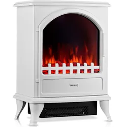 KAMINIO Elektrokamin LENI - Elektrischer Kaminofen mit Heizung, 3D-Flammeneffekt - Weiß
