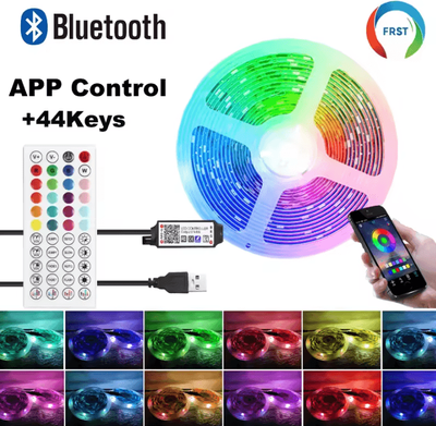 Uplift Curations Bluetooth RGB LED Strip Lights 5050 LED Tape For Room, TV, PC Backlight 10m 15m 20m 30m Options bt 44keys 5m