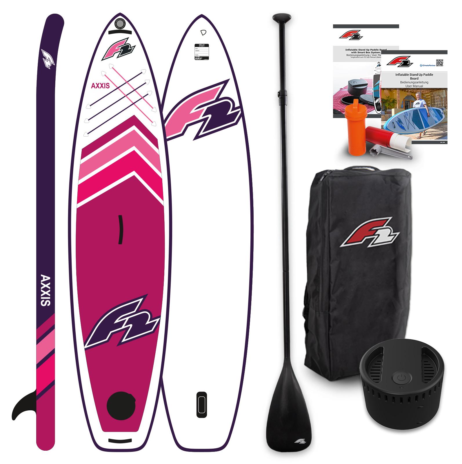 F2 Stand up Paddle Board AXXIS SMART Damen SUP mit E-Pumpe 10,2 Pink