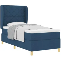 vidaXL, Boxspringbett, Boxspringbett Mit Matratze Stoff Blau (90 x 200 cm)