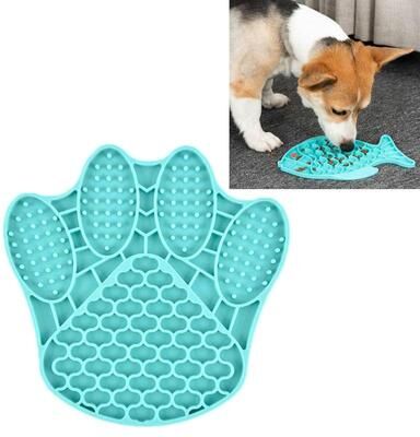 Inspired Deals Silicone Slow Feeder Mat For Cats & Dogs Anti Choke Feeding Pad blue