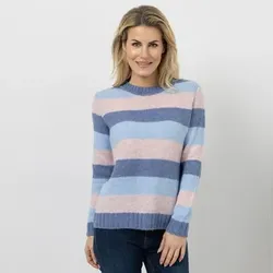 DINE 'N' DANCE Pullover Stehkragen gestreift leger weit