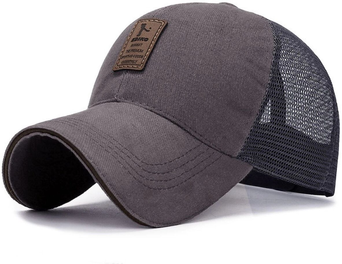 INF Atmungsaktive Polyester-Baseballkappe – Verstellbar, Mesh-Rücken, Gebogener Schirm für Sonnenschutz Grau