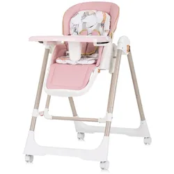 Chipolino Kinderhochstuhl 2 in 1 Milk Shake, verstellbar, Babyschaukel, Räder rosa